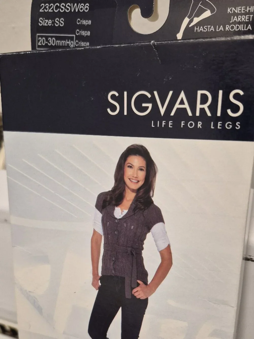 SIGVARIS Women's Knee-Hi Compression Stockings,20-30mmHg,Sz SS,Crispa/Beige, NWT